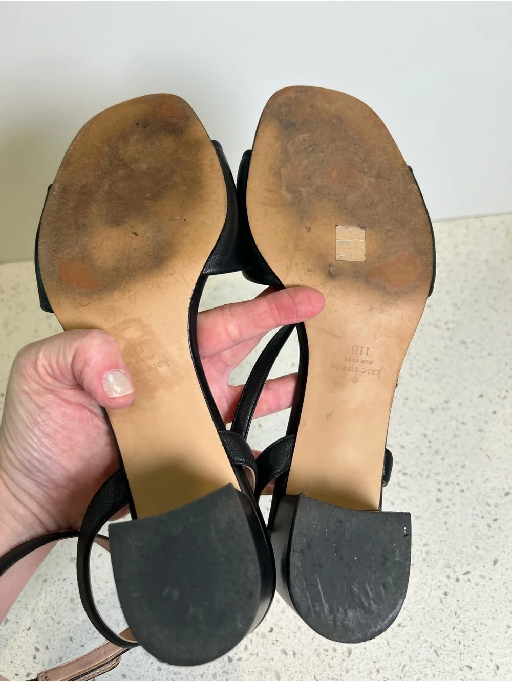 kate spade Black Camille Leather Bow Ankle-Strap Sandals Size 11